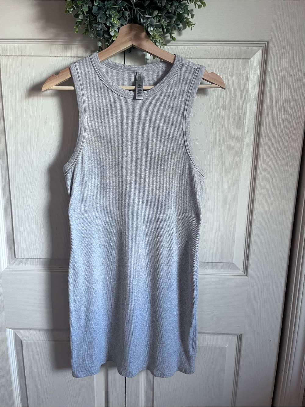 SKIMS Ribbed Heather Gray Sleeveless Tank Mini Dress